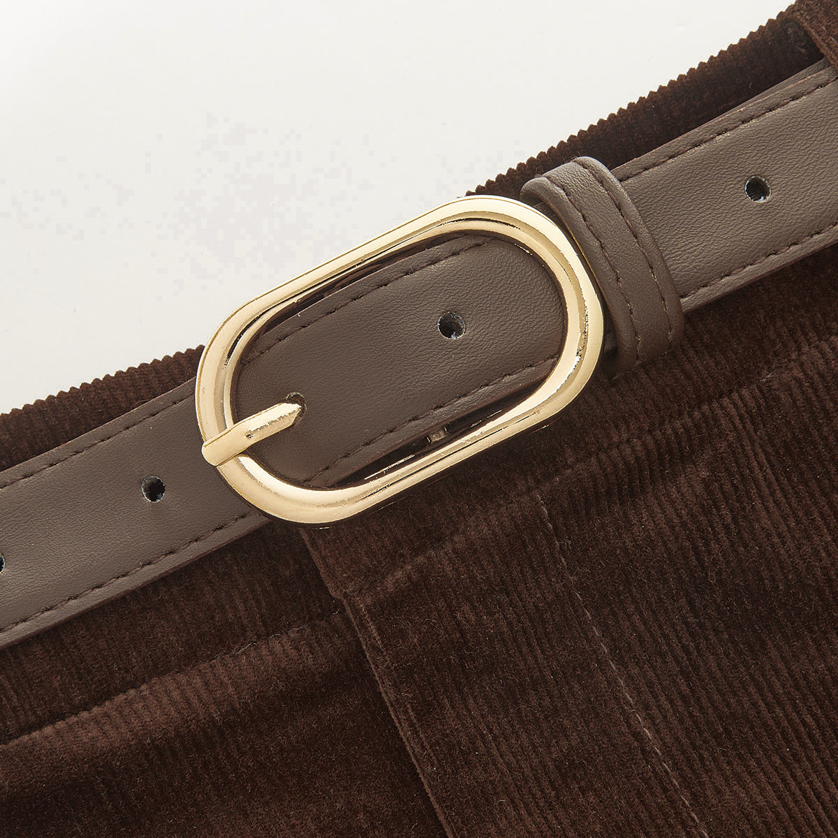 Wide Leg Corduroy Pants with Belted Waist and Lined Construction