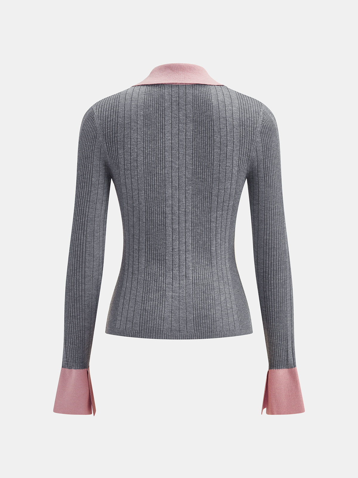 Slim Fit Knit Top with Medium Stretch and Contrast Collar