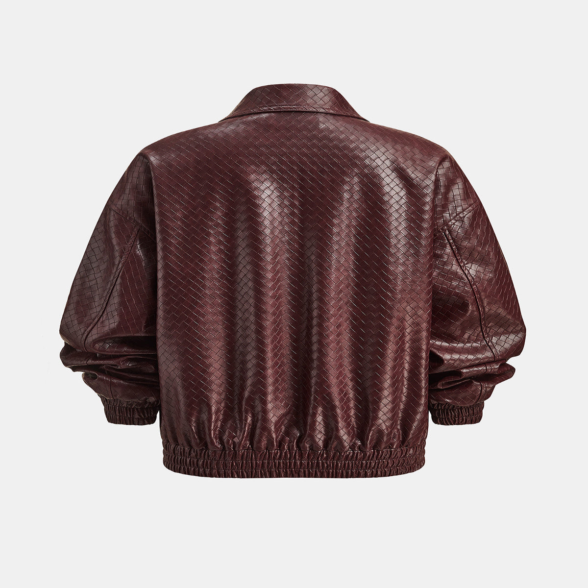 Faux Leather Jacket with Elastic Waistband and Full Lining, Long Sleeves
