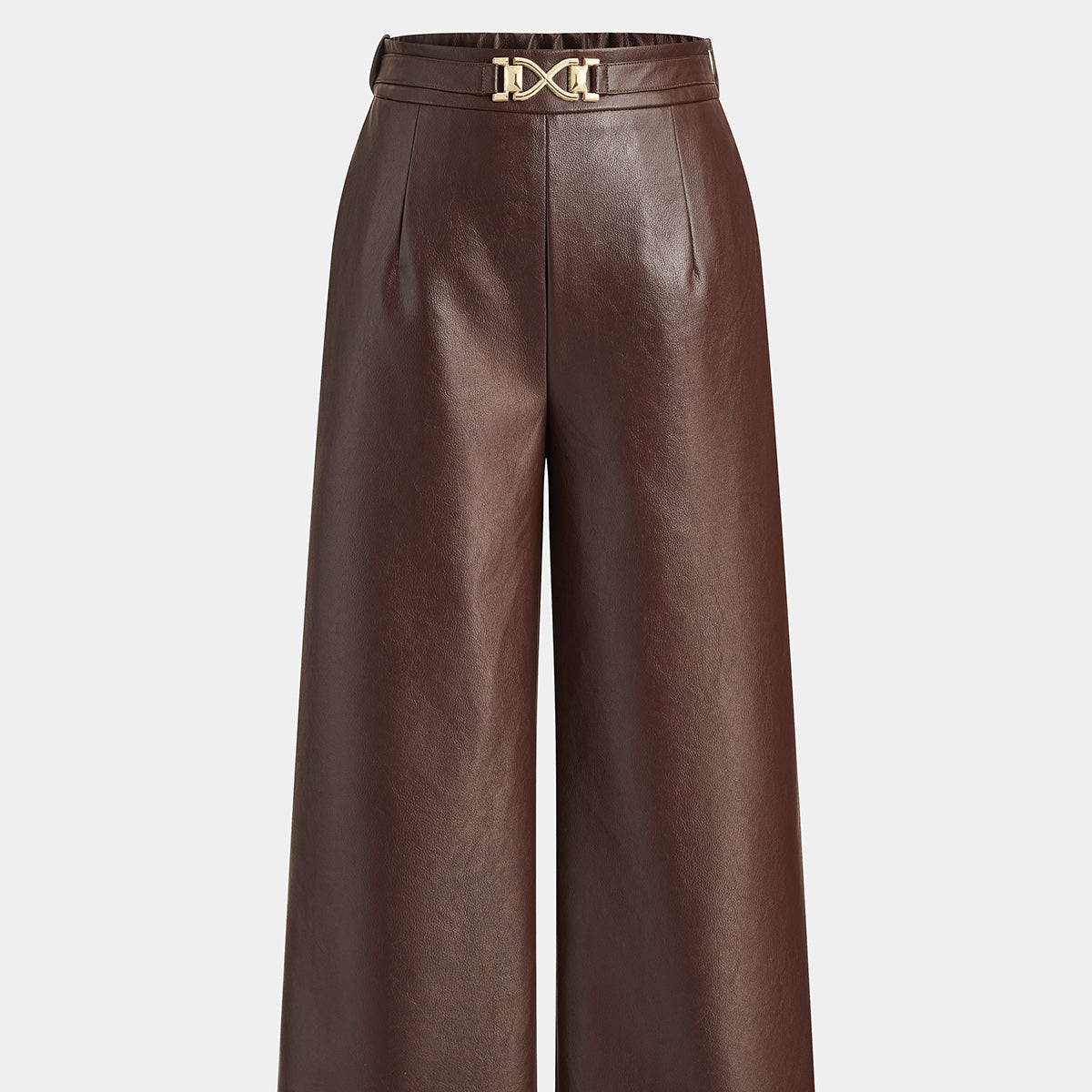 Straight Leg Faux Leather Pants with Elastic Waistband and Lined Interior