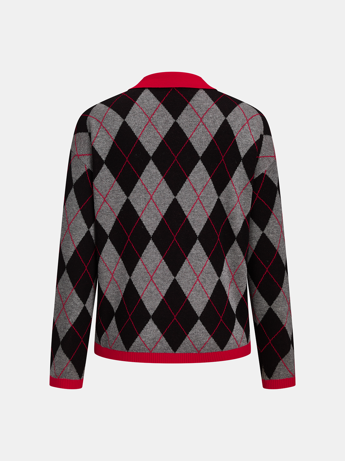 Relaxed Fit Knit Sweater with High Stretch Blend and Polo Collar