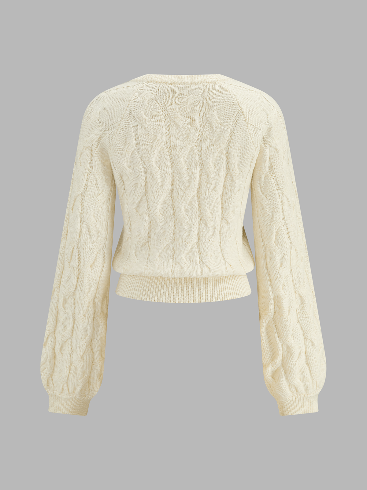 Pullover Knit Sweater with Bishop Sleeves and Medium Stretch, Relaxed Fit
