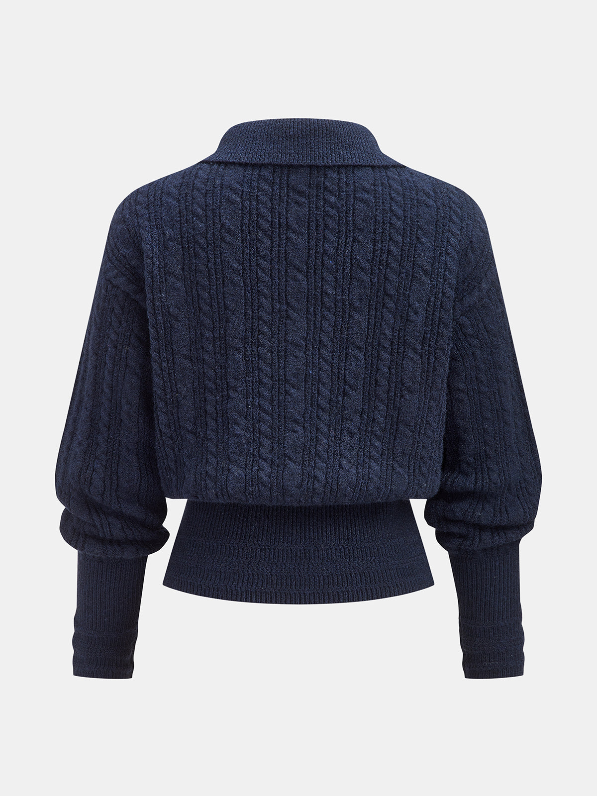 Knit Polo Sweater with Adjustable Neckline and High Stretch Fabric