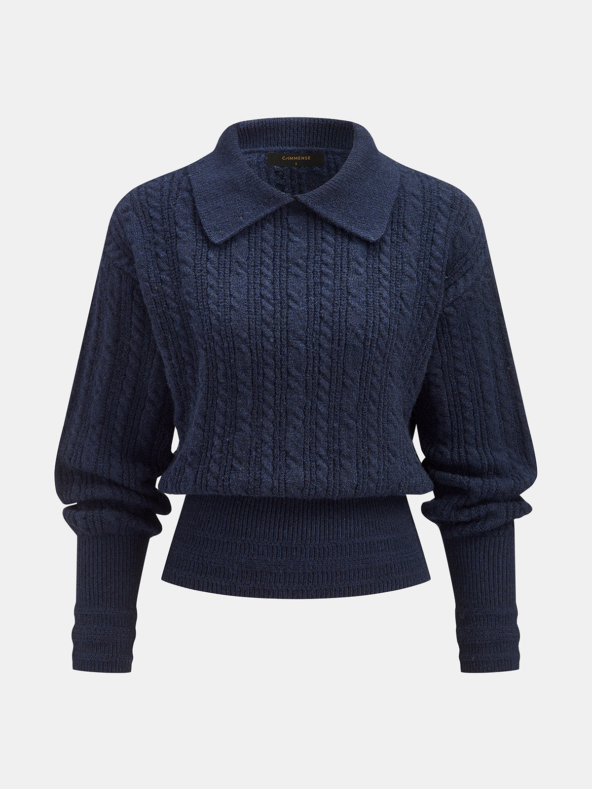 Knit Polo Sweater with Adjustable Neckline and High Stretch Fabric