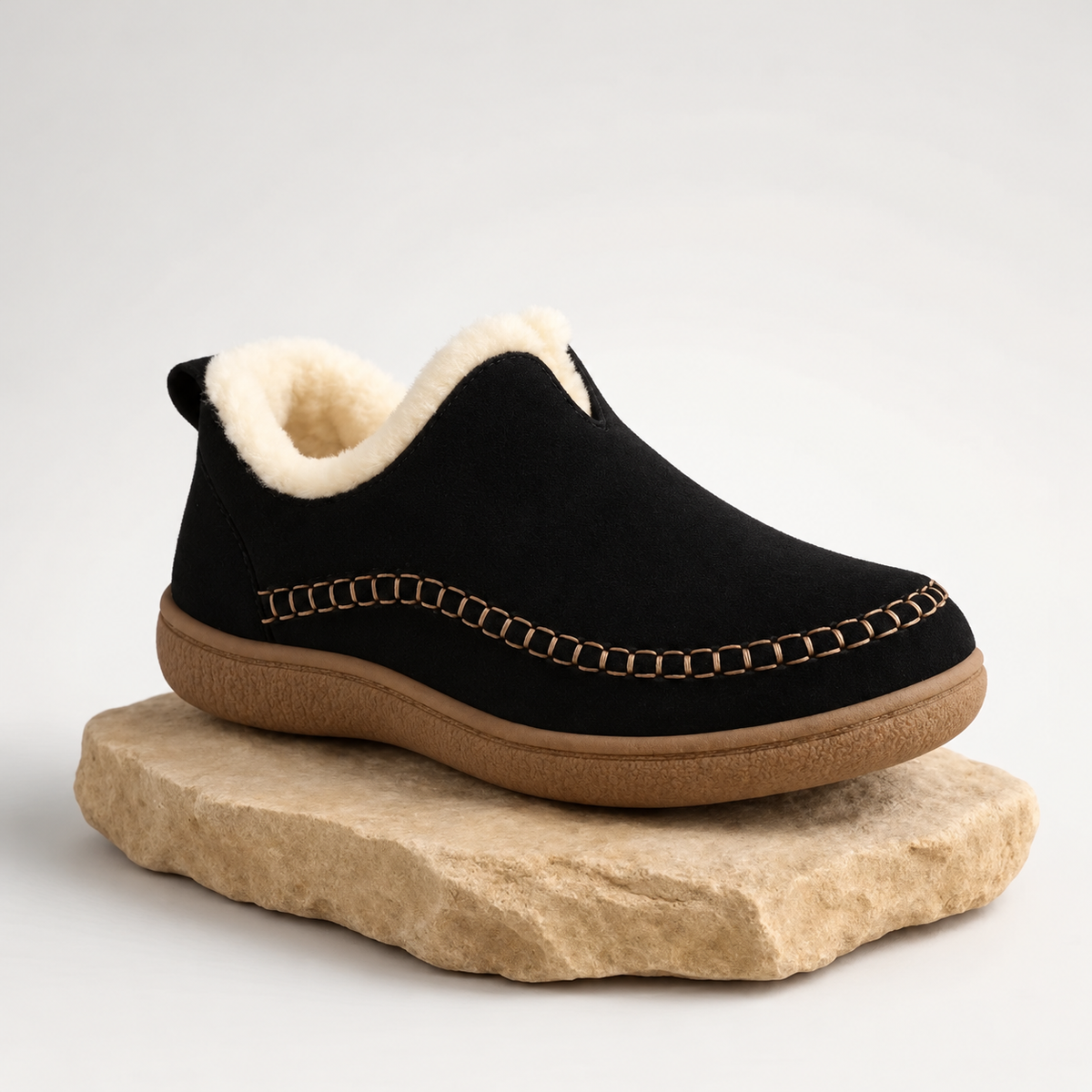 Winter Comfort Shoes with Orthopedic Footbed and Fleece Lining, Anti-Slip Sole