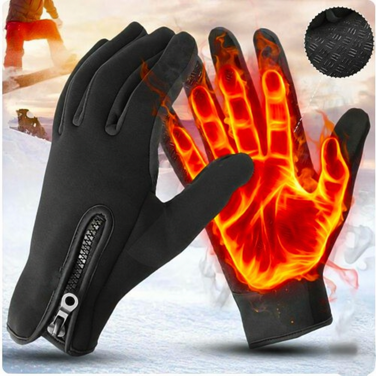 Winter Gloves with Three Layer Insulation and Silicone Grip