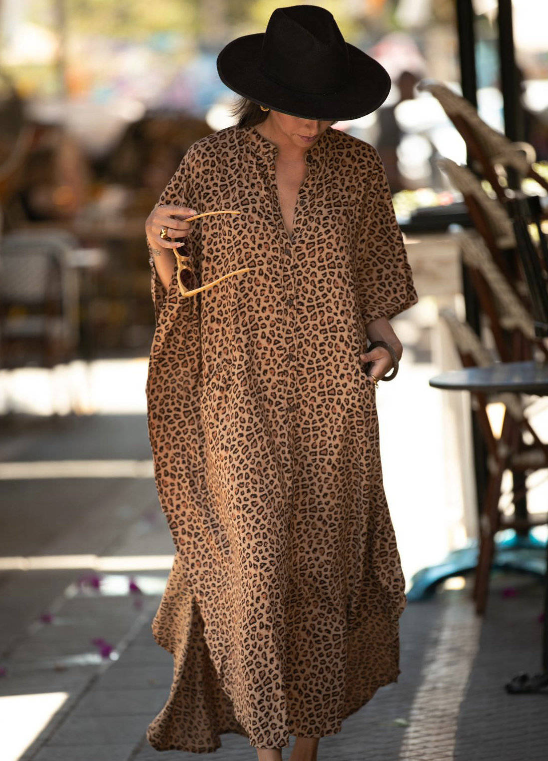 Moomoo Dresses for Women, Plus Size Ethnic Print Kaftan Dress, Mrs Roper Bubu Mumu Boho V Neck 3/4 Sleeve Tunic
