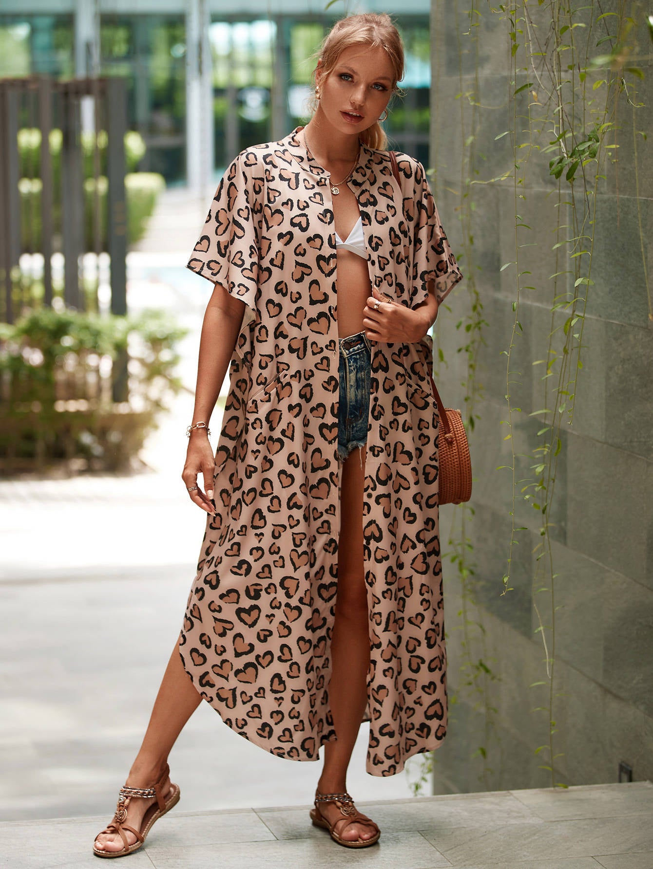Moomoo Dresses for Women, Plus Size Ethnic Print Kaftan Dress, Mrs Roper Bubu Mumu Boho V Neck 3/4 Sleeve Tunic