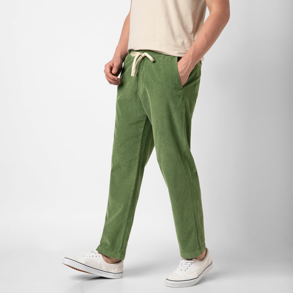 Corduroy Easy Pant Cactus side on model