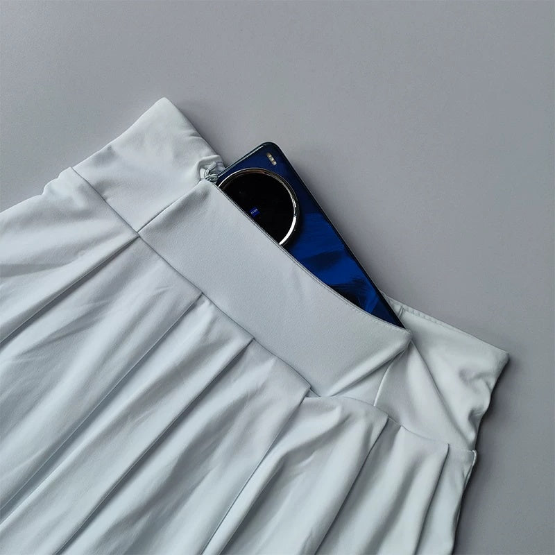 Womens Two-Piece Polo Tennis Outfit with A-Line Skirt and Moisture-Wicking Fabric