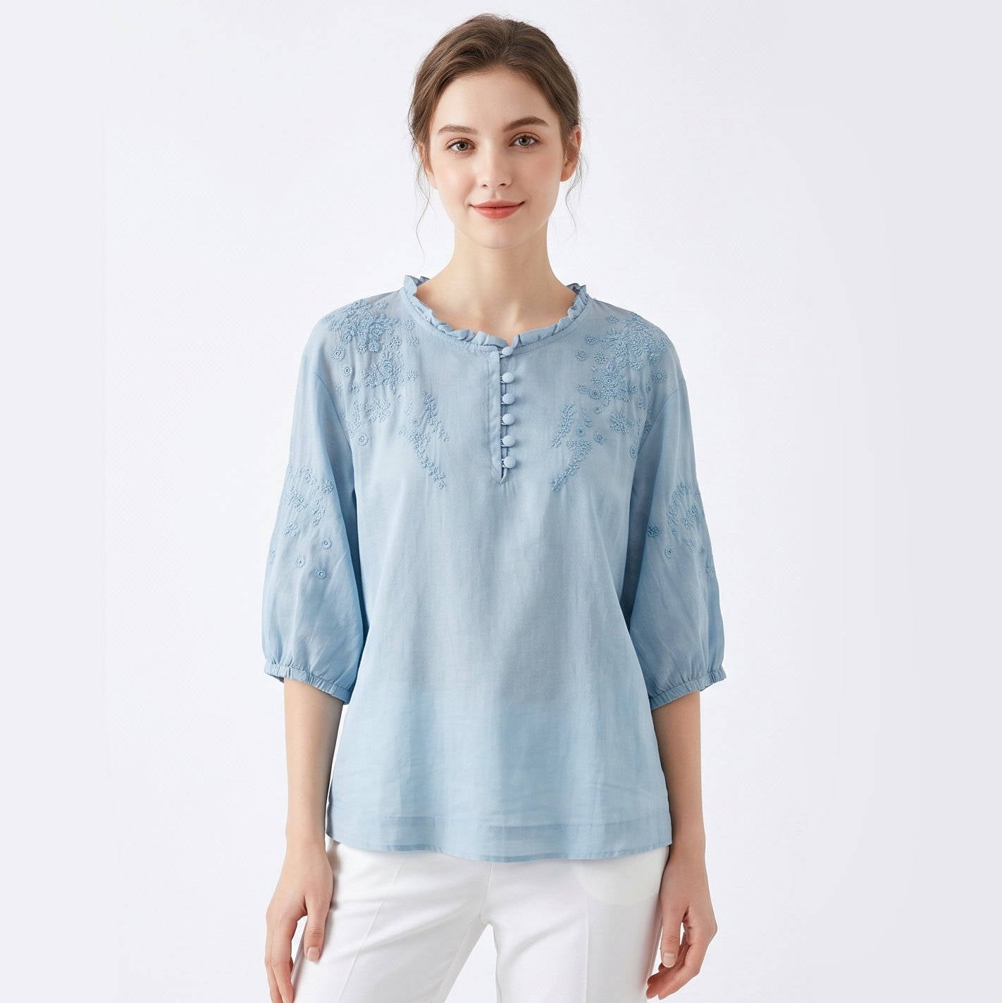 Floral Button Front Blouse, Stylish Women’s Casual Shirt for Daily Fashion