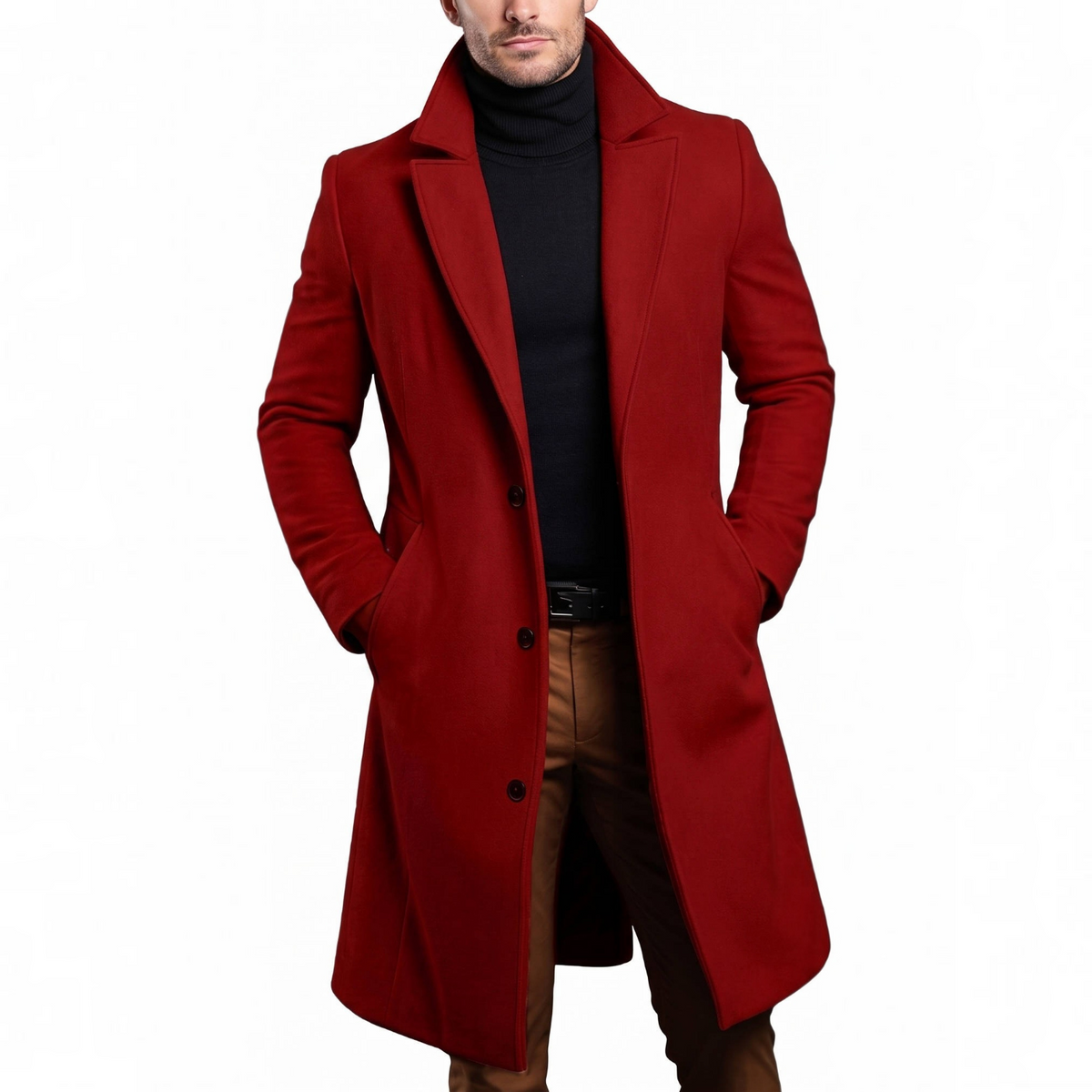 Mens Wool Overcoat, Classic Elegant Winter Coat, Warm Formal Outerwear