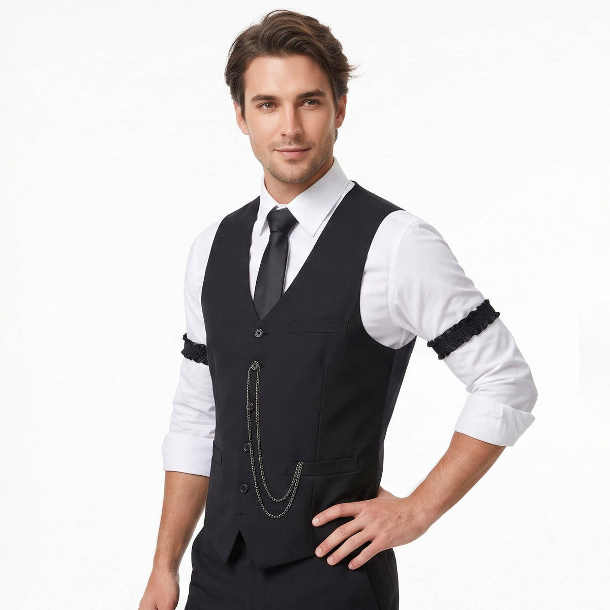 Mens 1920s Gatsby Costume, Roaring 20s Outfit, Vintage Vest and Hat Accessories