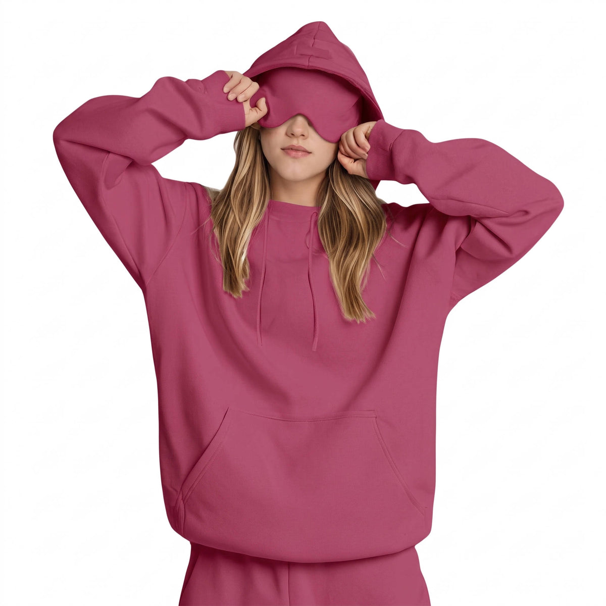 Womens Hoodie, Pullover Sweatshirt with Built In Eye Mask, Long Sleeve Warm Top for Autumn and Winter