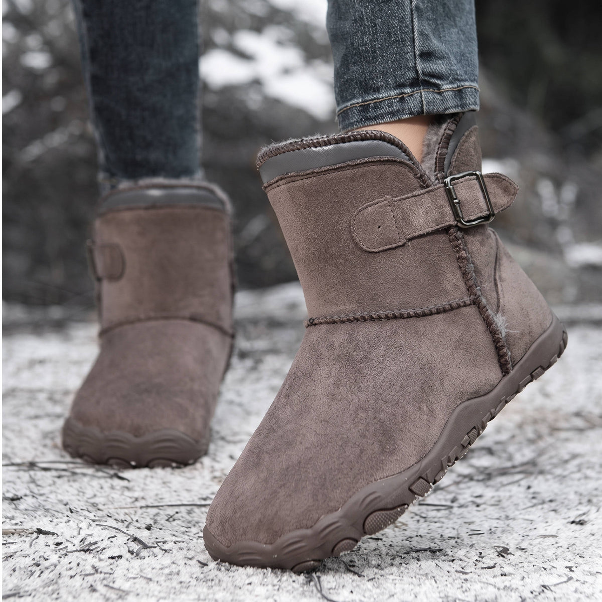 Winter Barefoot Boots, Waterproof Fur Lined Snow Boots with Wide Toe Box and Zero Drop Non Slip Sole for Men and Women