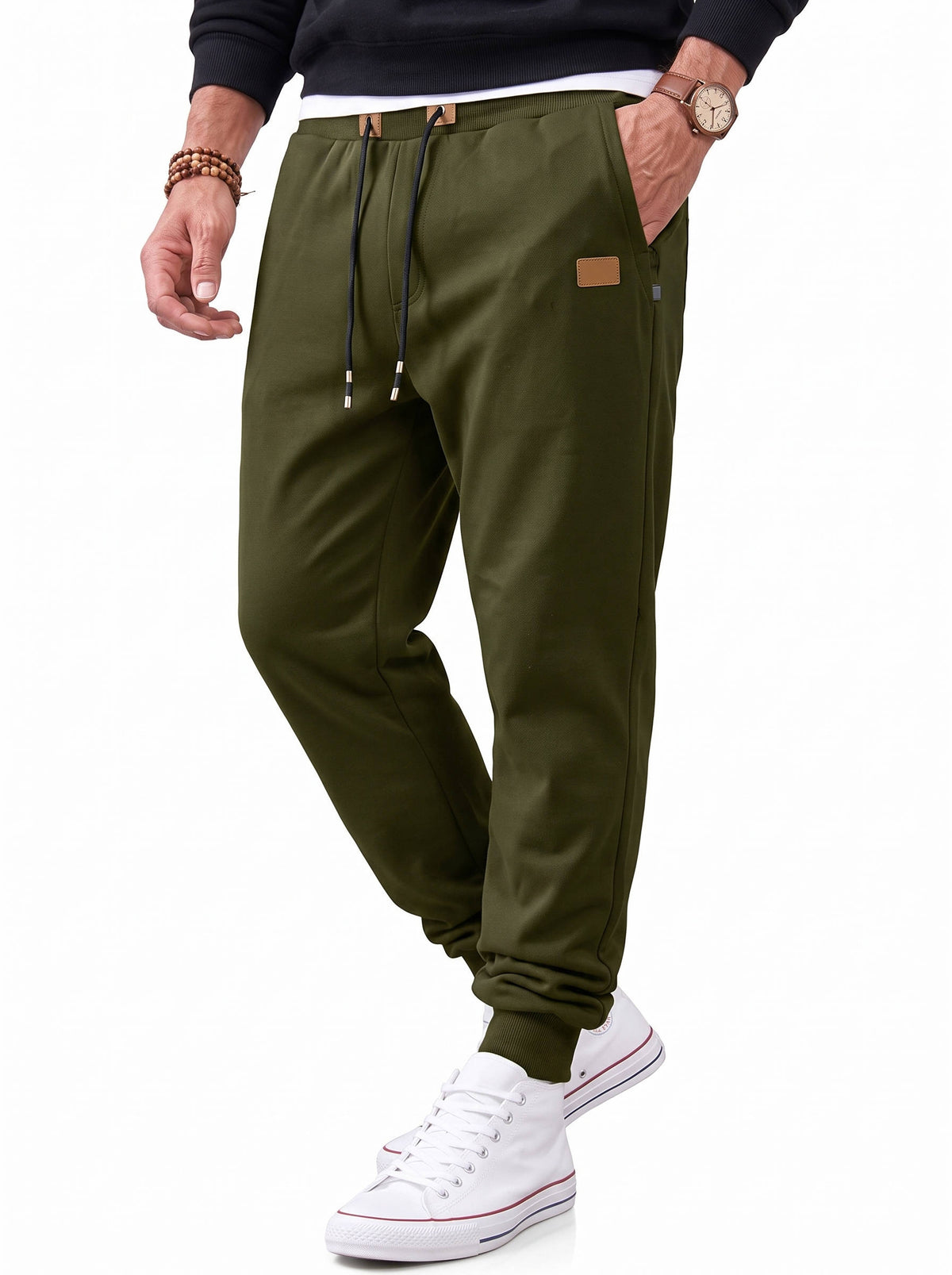 Mens Fleece Lined Joggers, Warm Sweatpants with Zipper Pockets for Winter Casual and Outdoor Wear