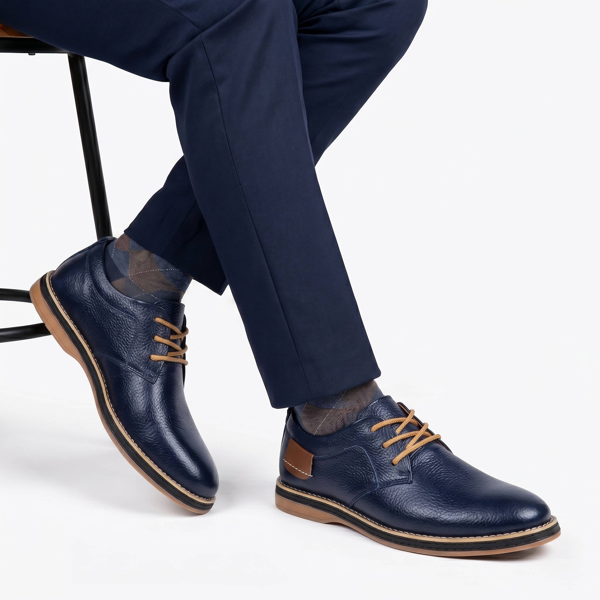 Men's Leather Oxford Shoes, Lace Up Casual Dress Shoes, Comfortable Textured Walking Shoes