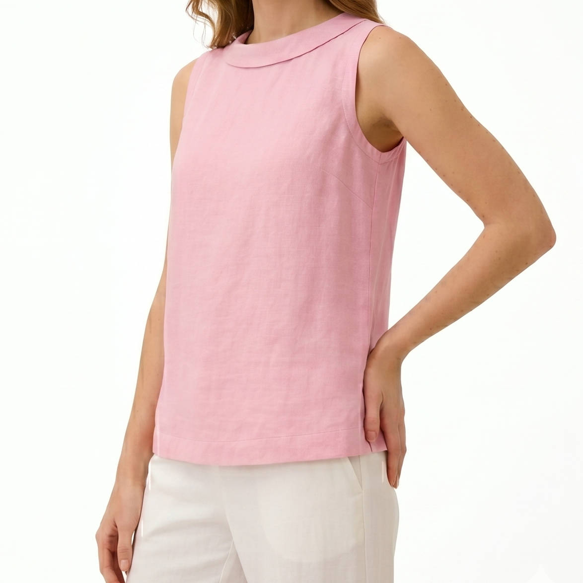 Sleeveless Roll Collar Top, Elegant Casual Women’s Top for Daily Fashion