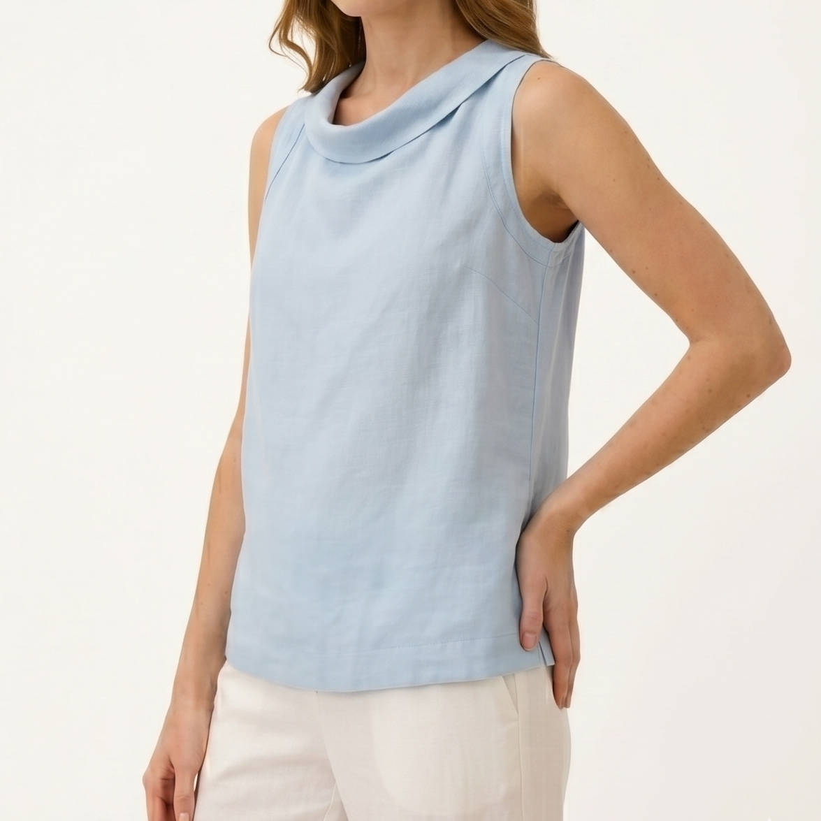 Sleeveless Roll Collar Top, Elegant Casual Women’s Top for Daily Fashion