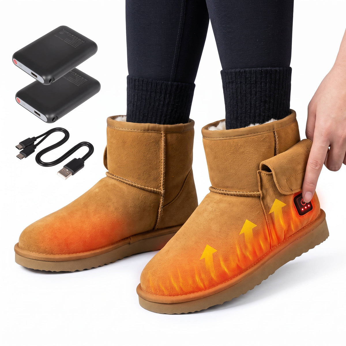 Heated Boots for Men & Women, Waterproof Winter Shoes with 5000mAh Rechargeable Battery, 3 Heat Levels, Indoor & Outdoor