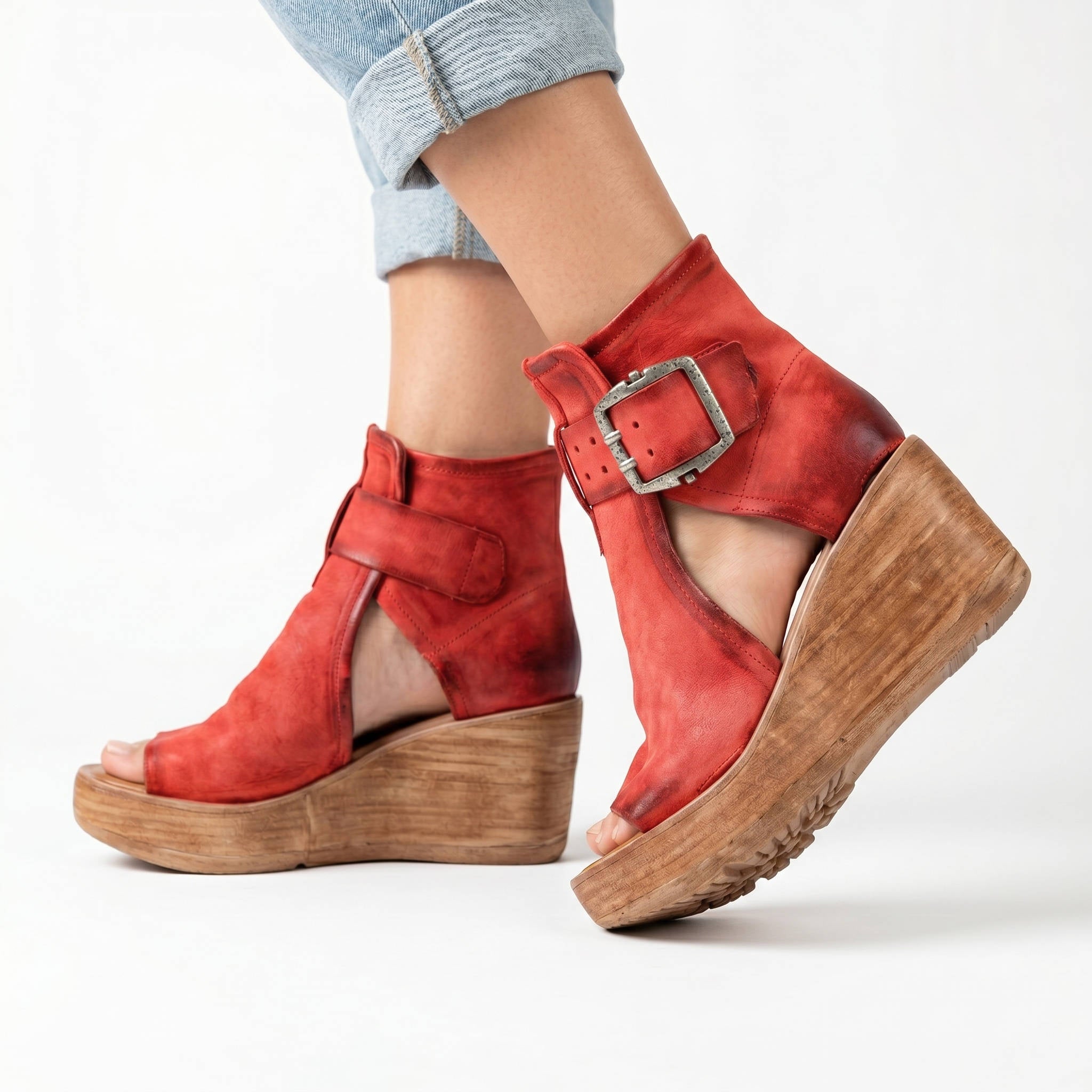 Leather Comfort Sandals, Wedge Sandals for Everyday Wear and Casual Style
