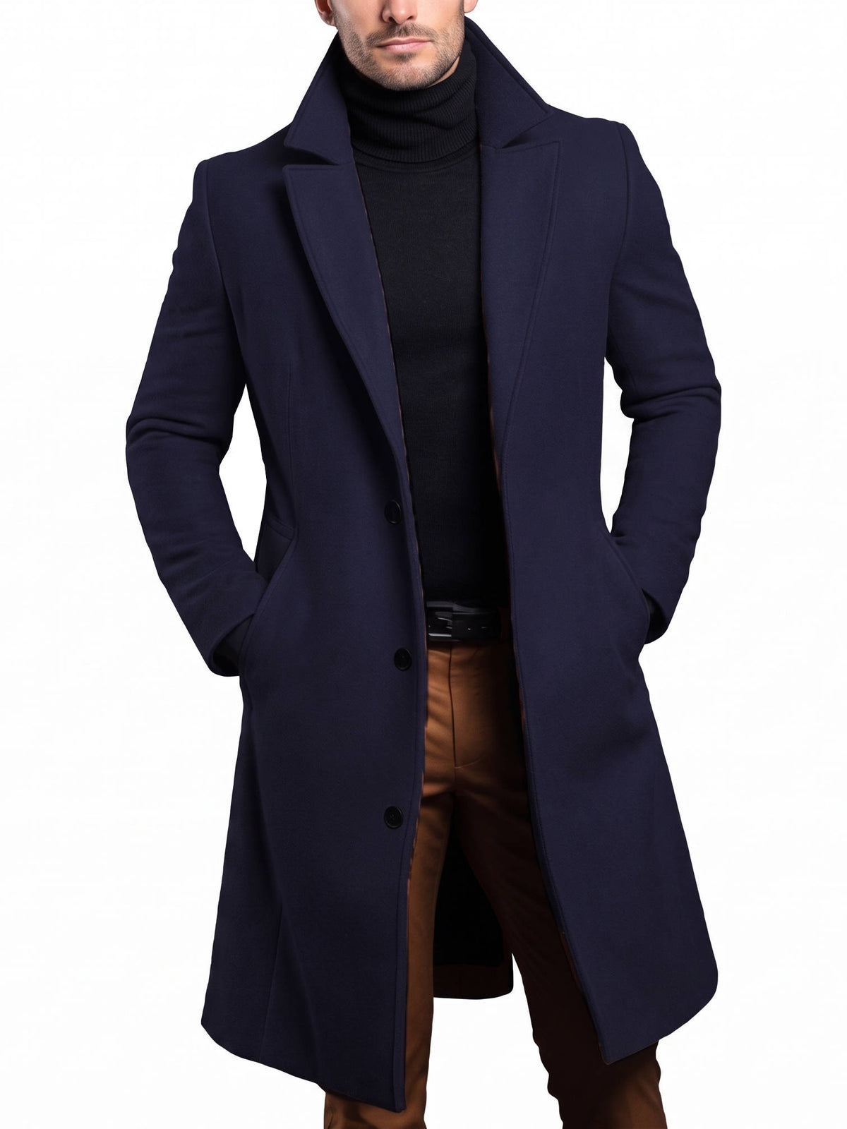 Men's Wool Overcoat, Classic Elegant Winter Coat, Warm Formal Outerwear