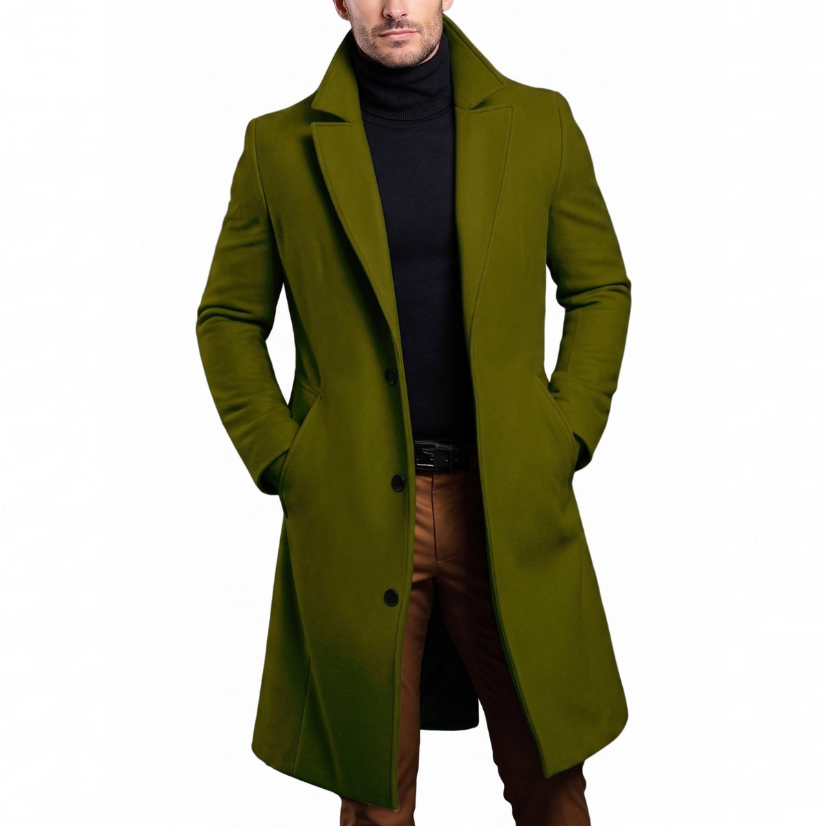 Mens Wool Overcoat, Classic Elegant Winter Coat, Warm Formal Outerwear