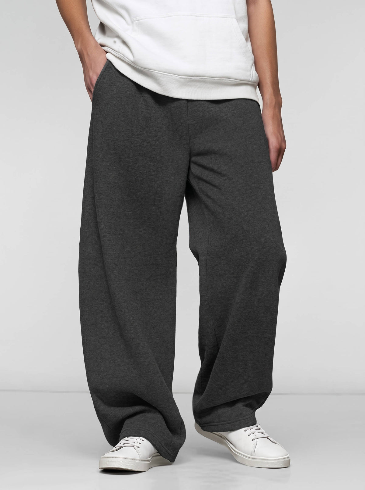 Mens Wide Leg Sweatpants, Baggy Cotton Joggers with Elastic Drawstring Waist and Deep Pockets for Casual Everyday Wear
