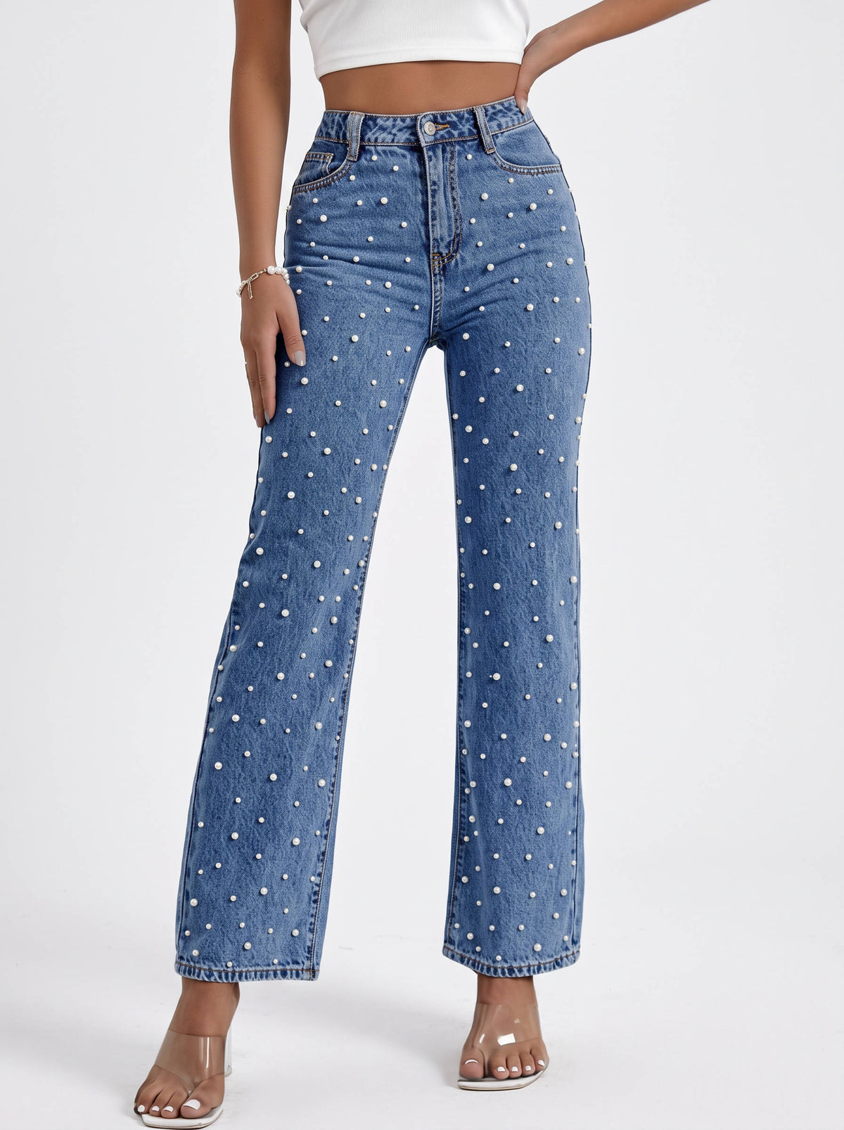 Womens High Waisted Jeans, Boyfriend Baggy Wide Straight Leg Casual Denim Pants for Everyday Wear