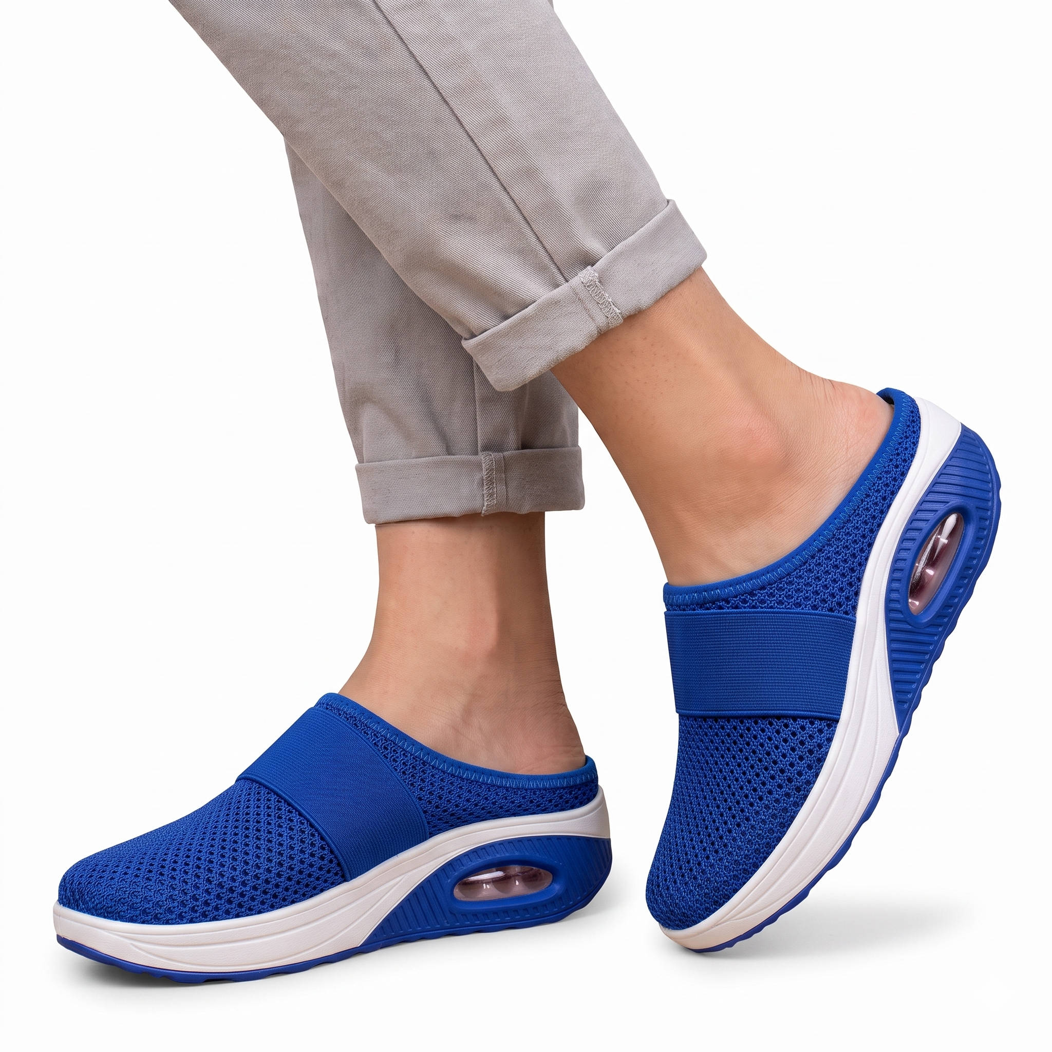 Women's Orthopedic Slip on Mules, Breathable Mesh Wedge Slippers, Casual Air Cushion Comfort Sandals