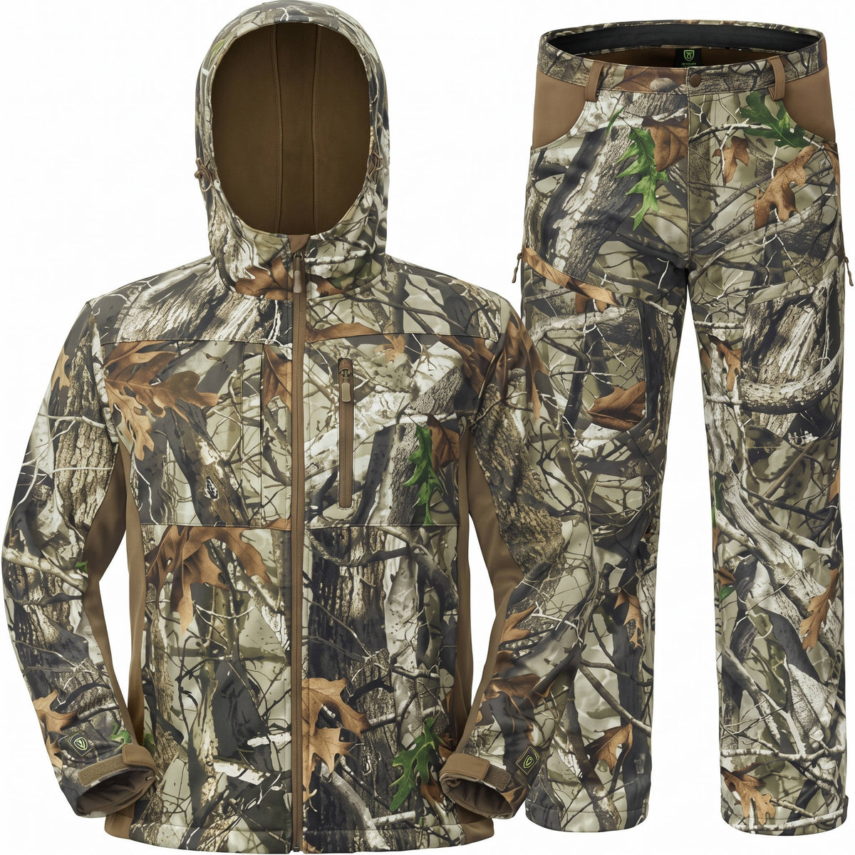 Mens Hunting Pants and Jacket, Silent Fleece Lined Hunting Clothing for Outdoor Hunting and Cold Weather