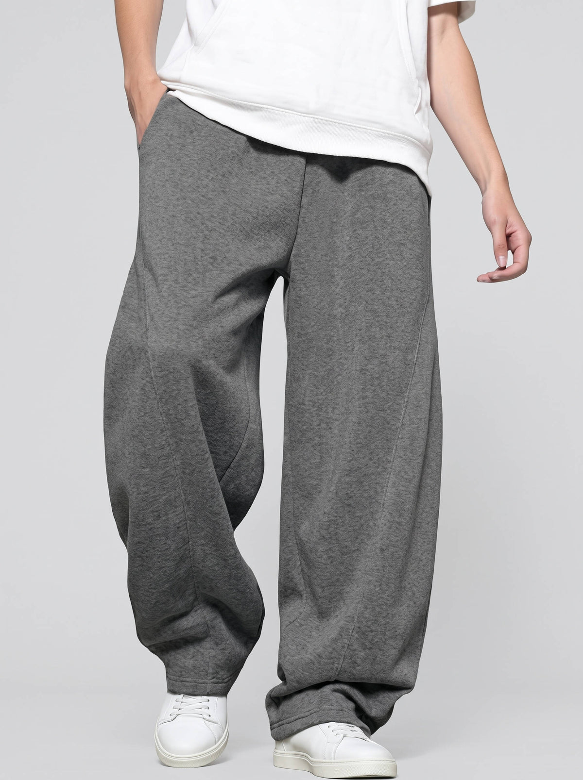 Mens Wide Leg Sweatpants, Baggy Cotton Joggers with Elastic Drawstring Waist and Deep Pockets for Casual Everyday Wear