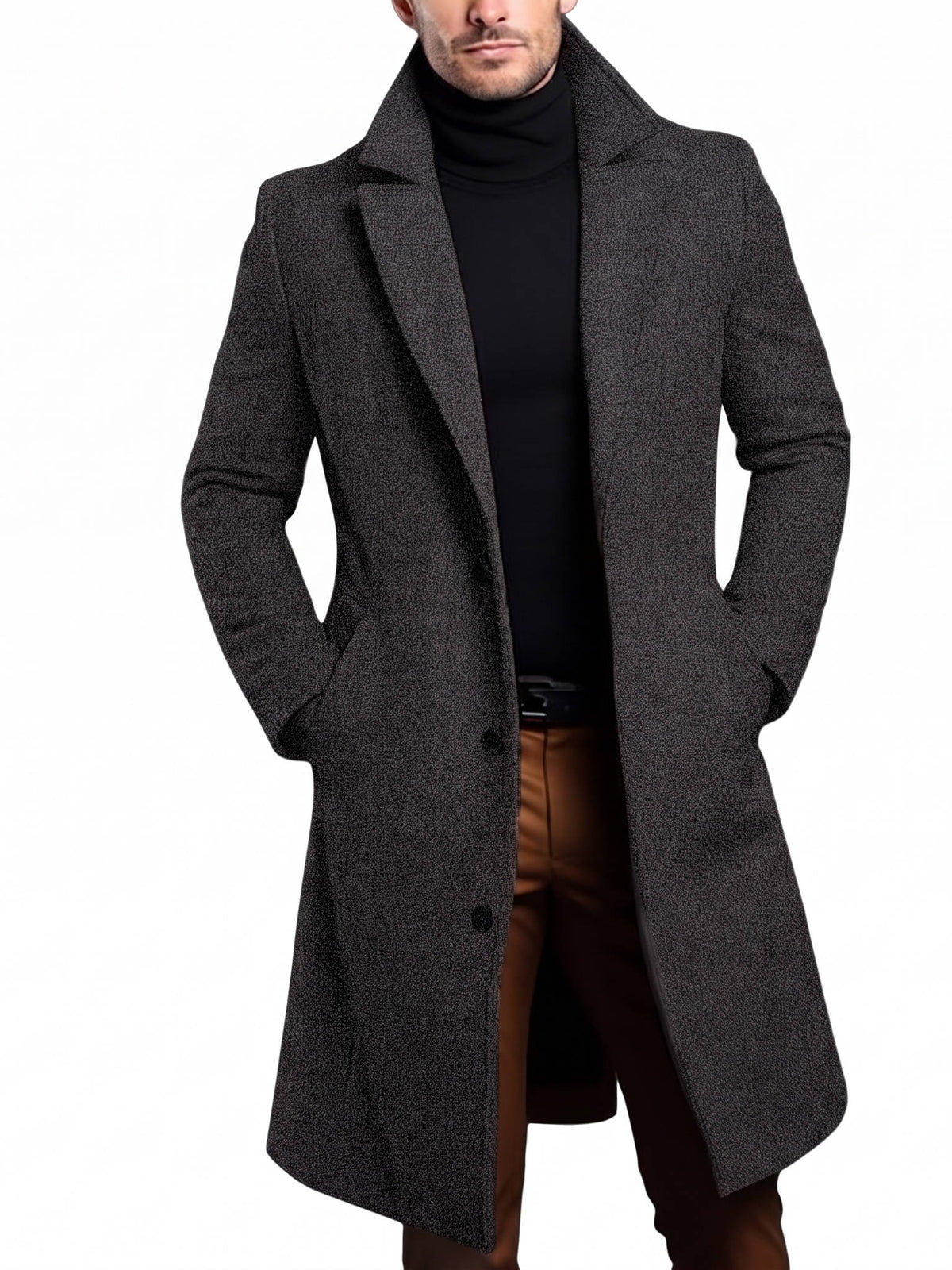 Men's Wool Overcoat, Classic Elegant Winter Coat, Warm Formal Outerwear