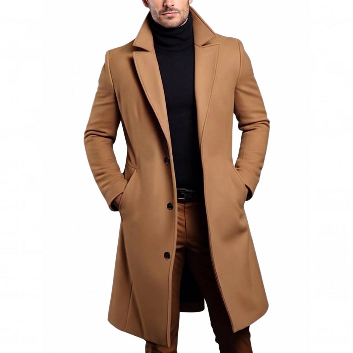 Mens Wool Overcoat, Classic Elegant Winter Coat, Warm Formal Outerwear
