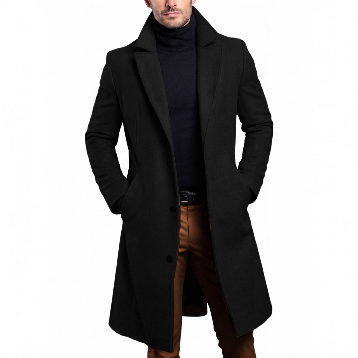 Men's Wool Overcoat, Classic Elegant Winter Coat, Warm Formal Outerwear