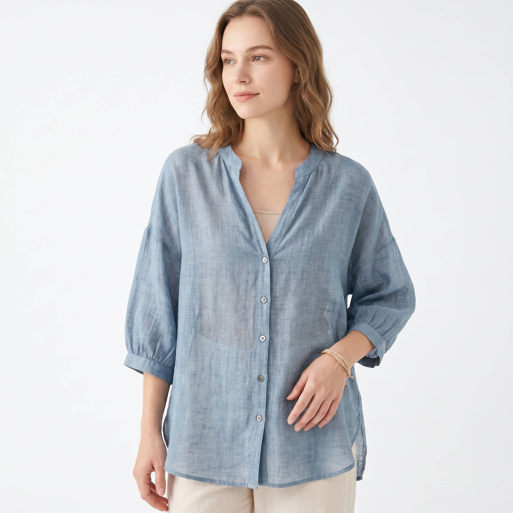 Vintage Button Detail Blouse, Stylish Women’s Casual Top for Daily Fashion
