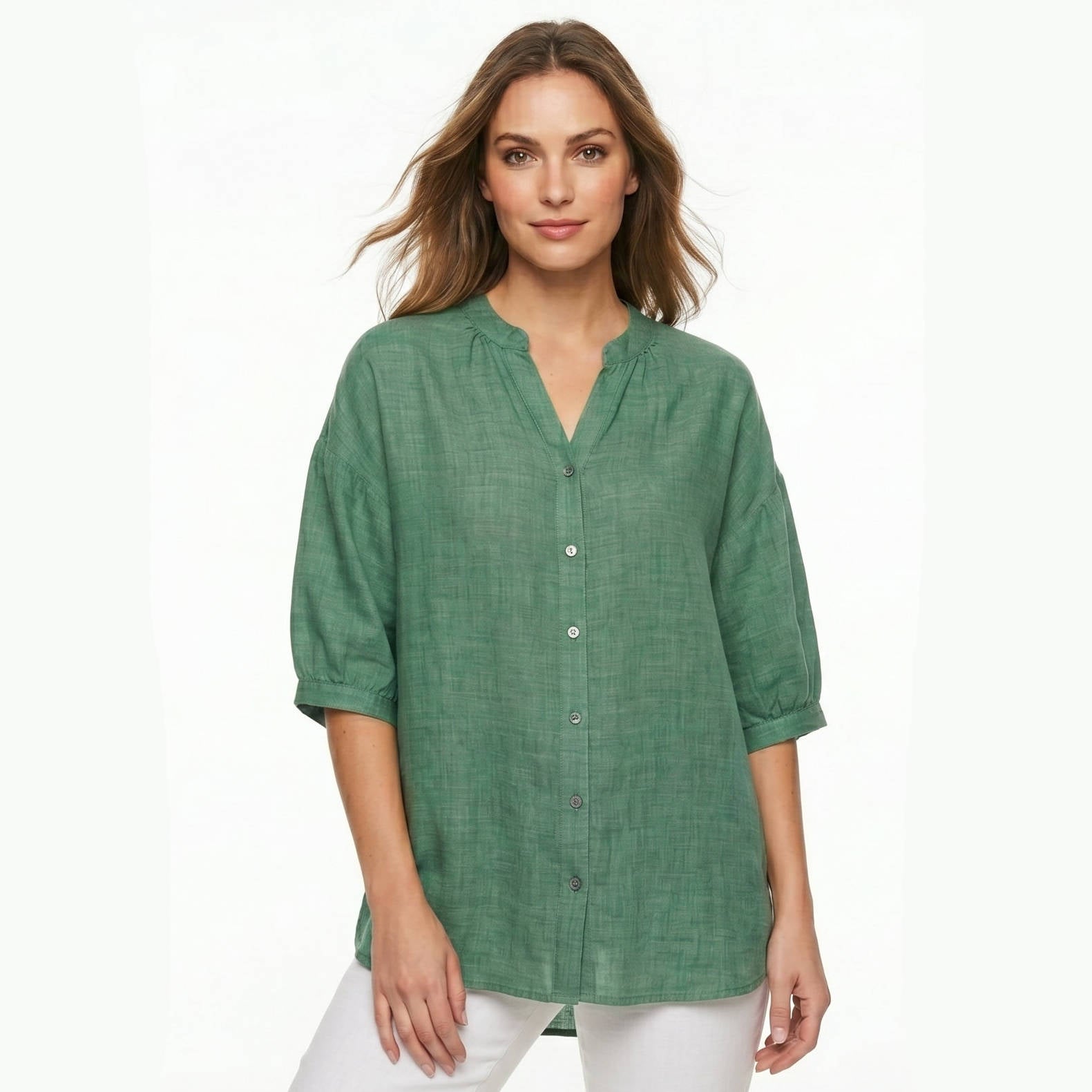 Vintage Button Detail Blouse, Stylish Women’s Casual Top for Daily Fashion