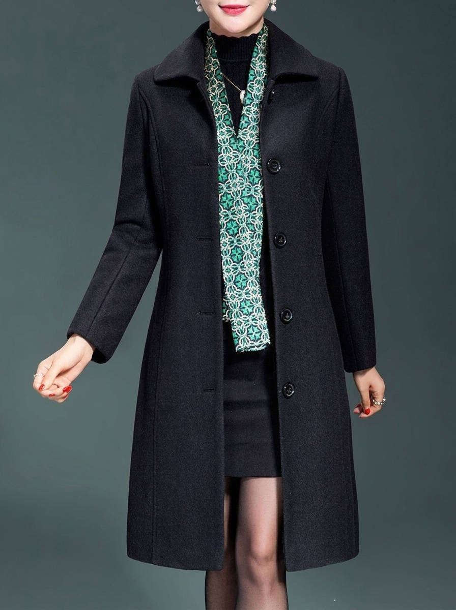 Womens Long Wool Trench Coat, Thick Winter Overcoat, Warm Outerwear