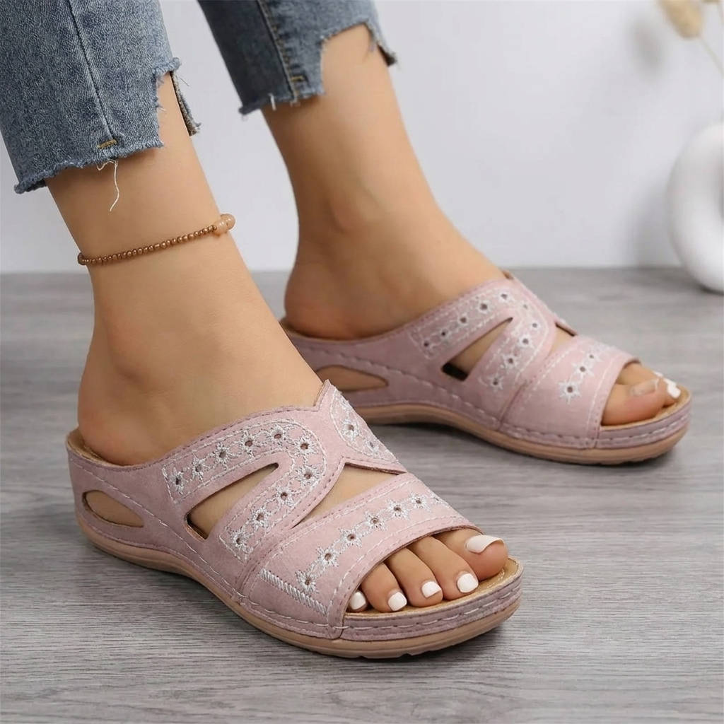 Wedge Slide Sandals with Memory Foam Footbed for Daily Walking