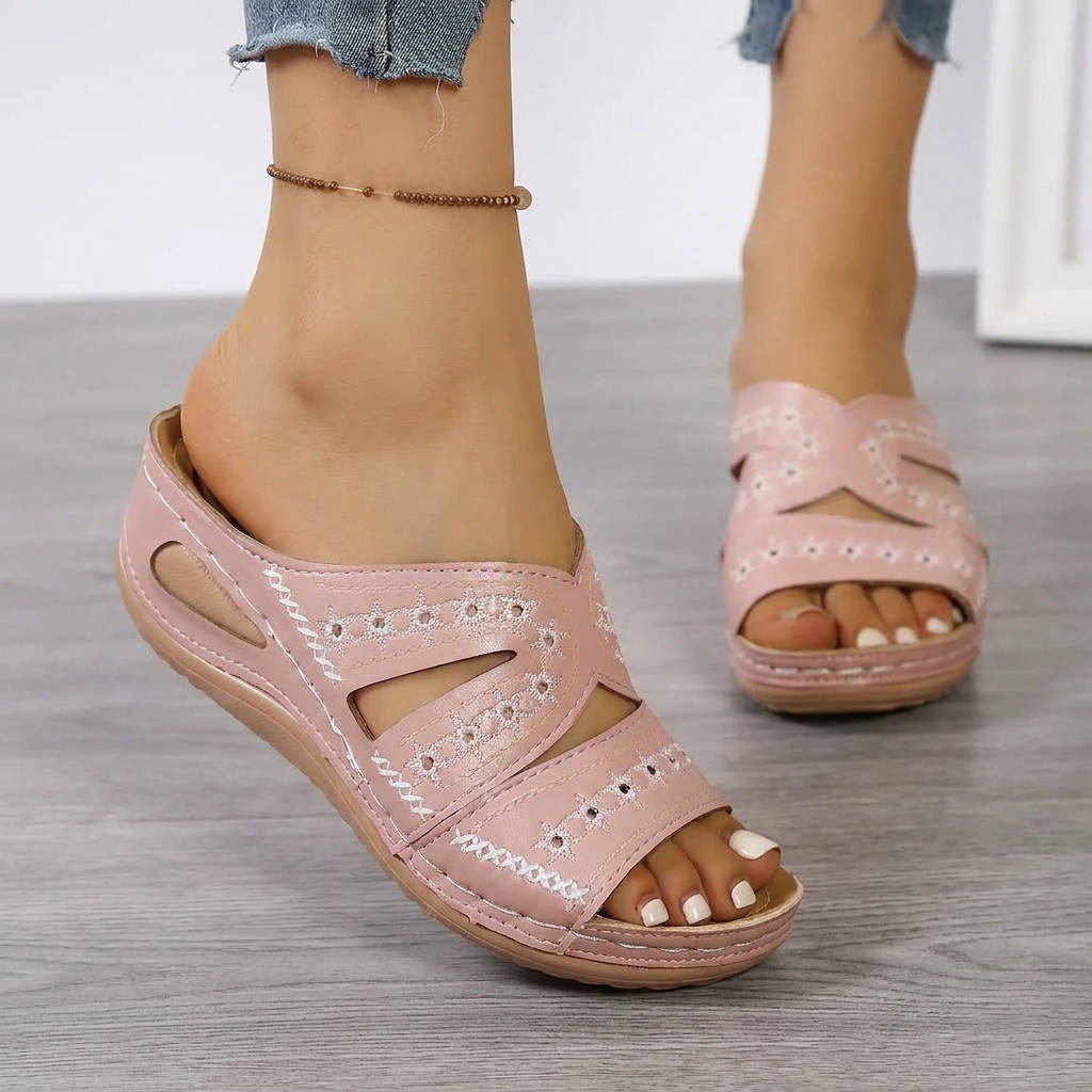 Wedge Slide Sandals with Memory Foam Footbed for Daily Walking