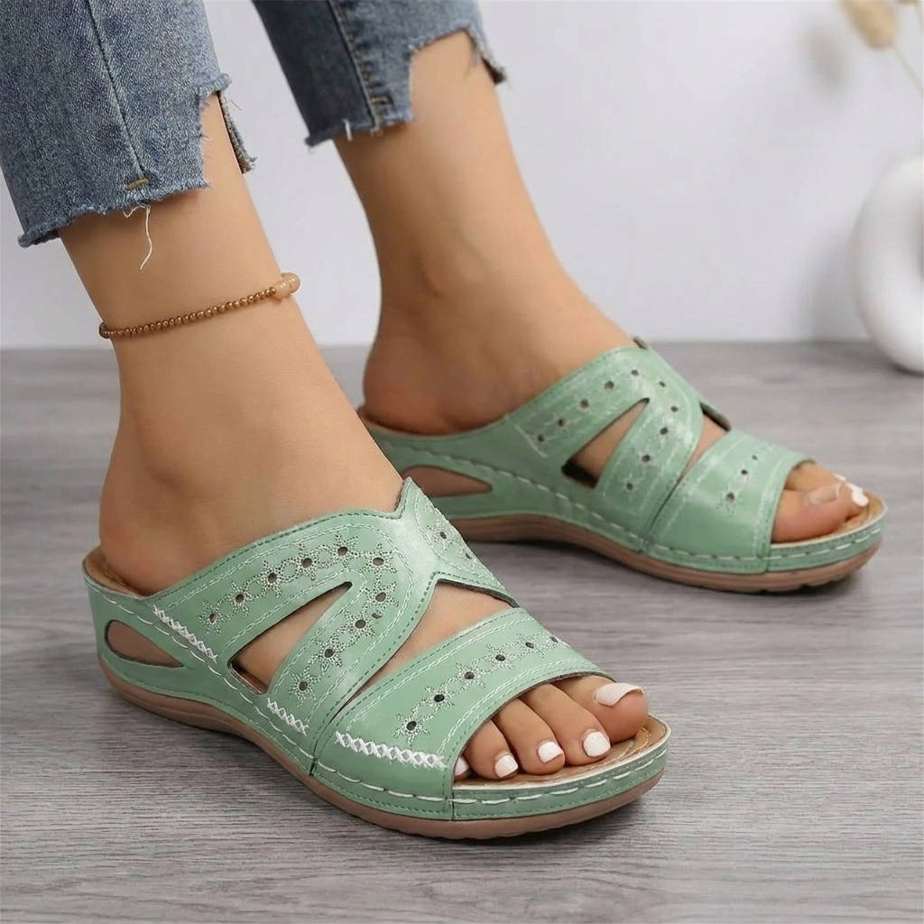 Wedge Slide Sandals with Memory Foam Footbed for Daily Walking