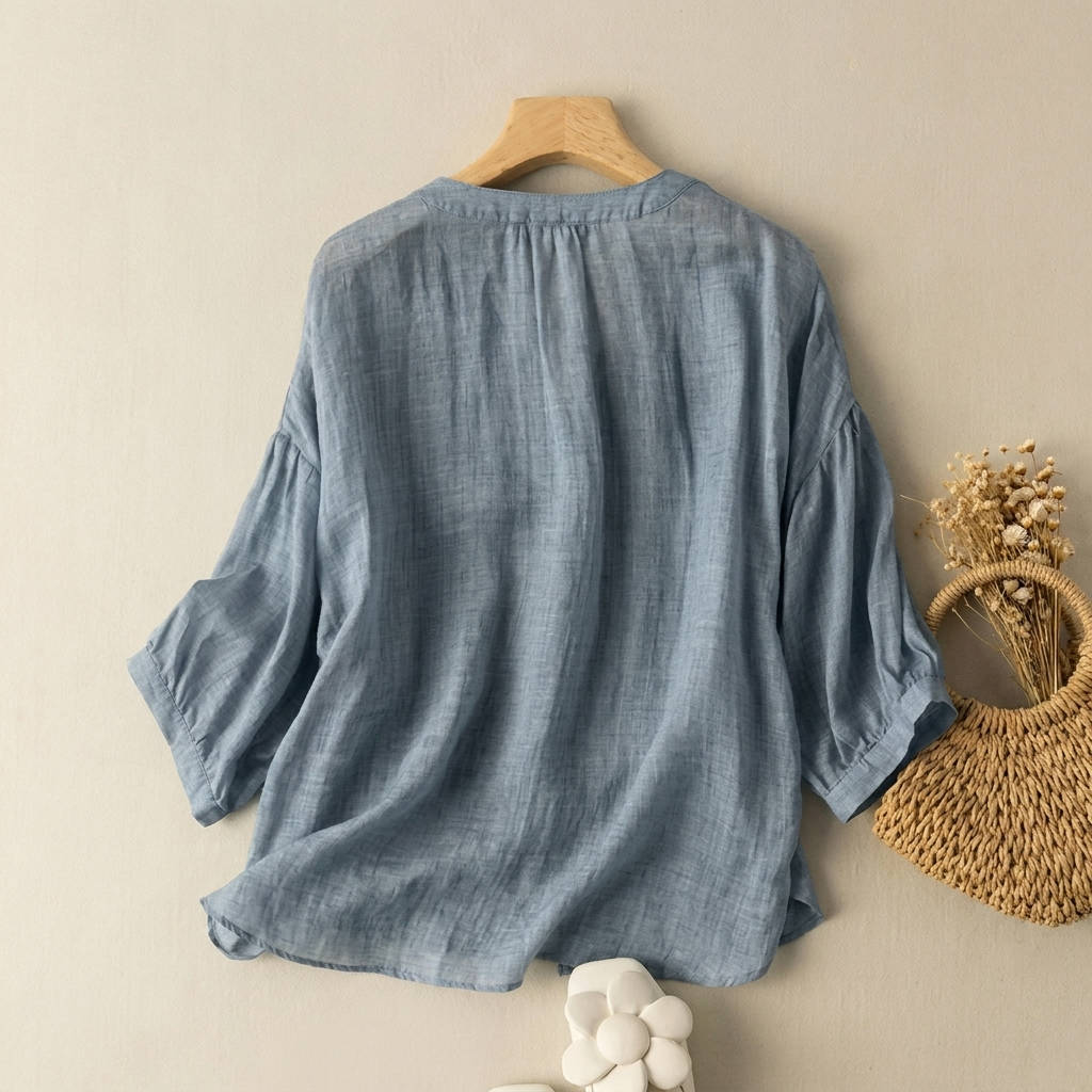 Vintage Button Detail Blouse, Stylish Women’s Casual Top for Daily Fashion