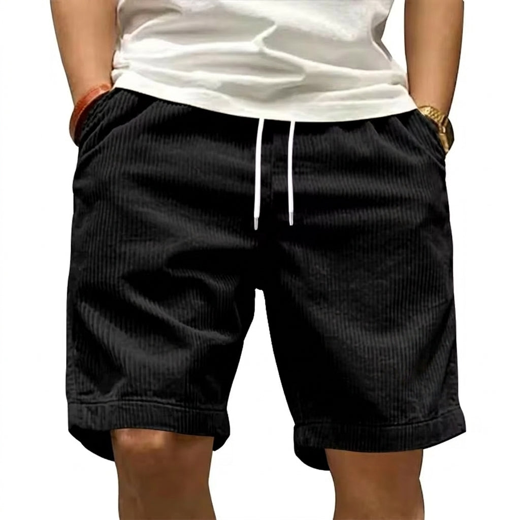 Mens Corduroy Shorts, Vintage Casual Cargo Shorts, Loose Fit Streetwear with Pockets
