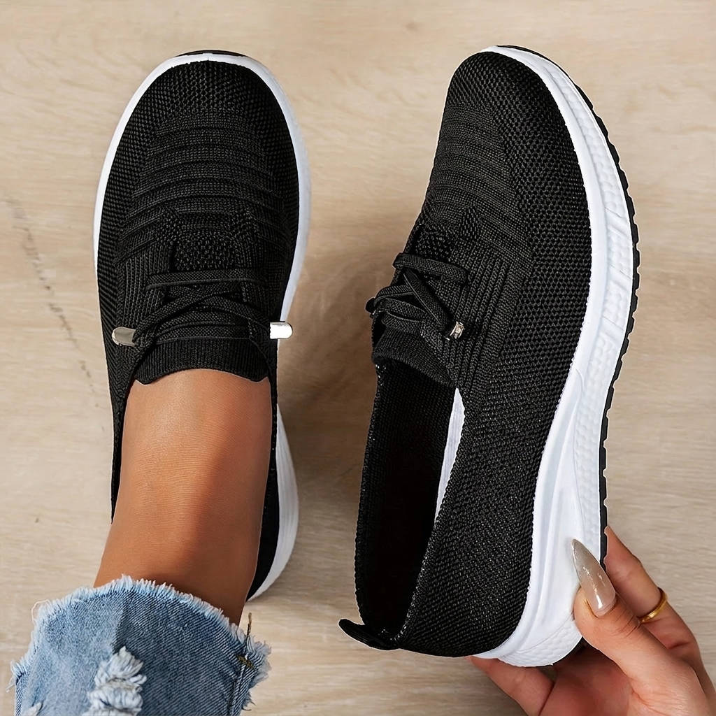 Women's Slip On Sneakers, Breathable Mesh Walking Shoes, Casual Lace Detail Comfort Loafers