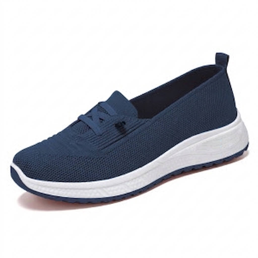 Women's Slip On Sneakers, Breathable Mesh Walking Shoes, Casual Lace Detail Comfort Loafers