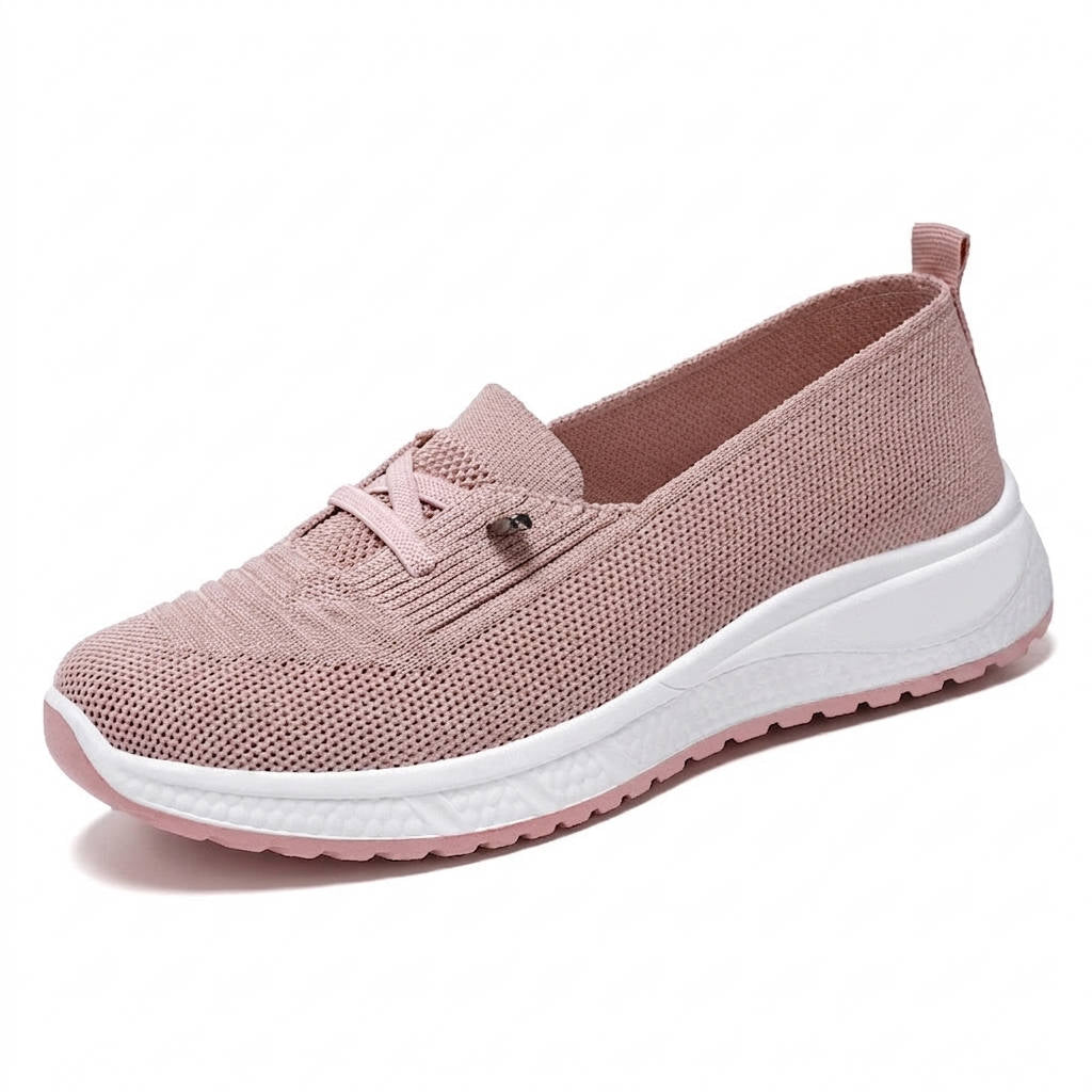 Women's Slip On Sneakers, Breathable Mesh Walking Shoes, Casual Lace Detail Comfort Loafers