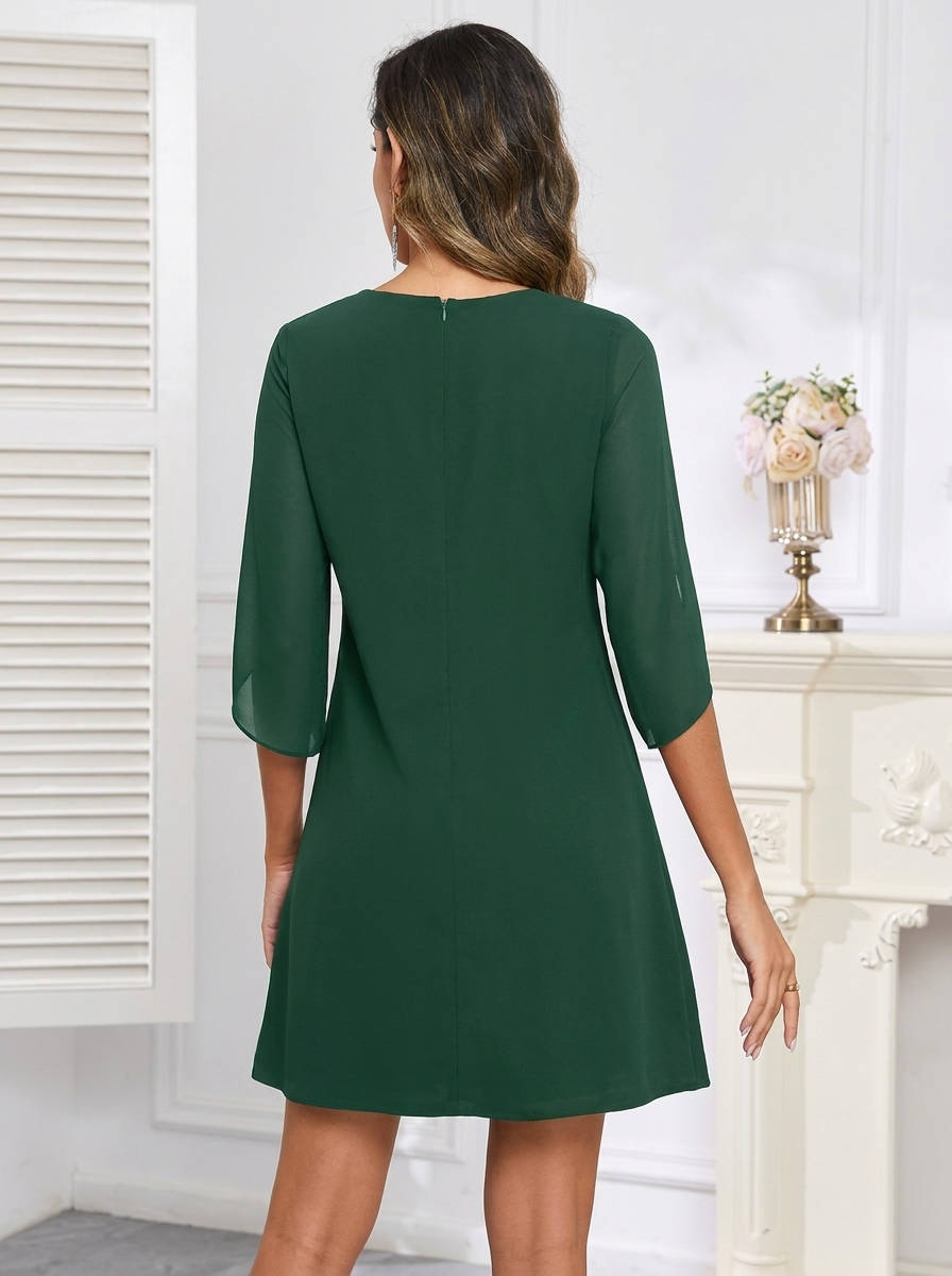 Womens Cocktail Dress, Flutter Sleeve Short Wedding Guest Dress for Elegant Events
