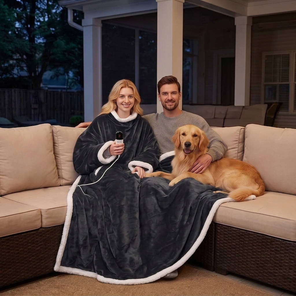 Heated Wearable Blanket, Electric Snuggle Blanket with Sleeves & Foot Pocket for Cozy Home Comfort