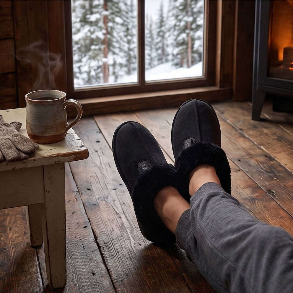 Heated Slippers, Rechargeable Electric Foot Warmer, 7.4V with 2500mAh Battery and Independent