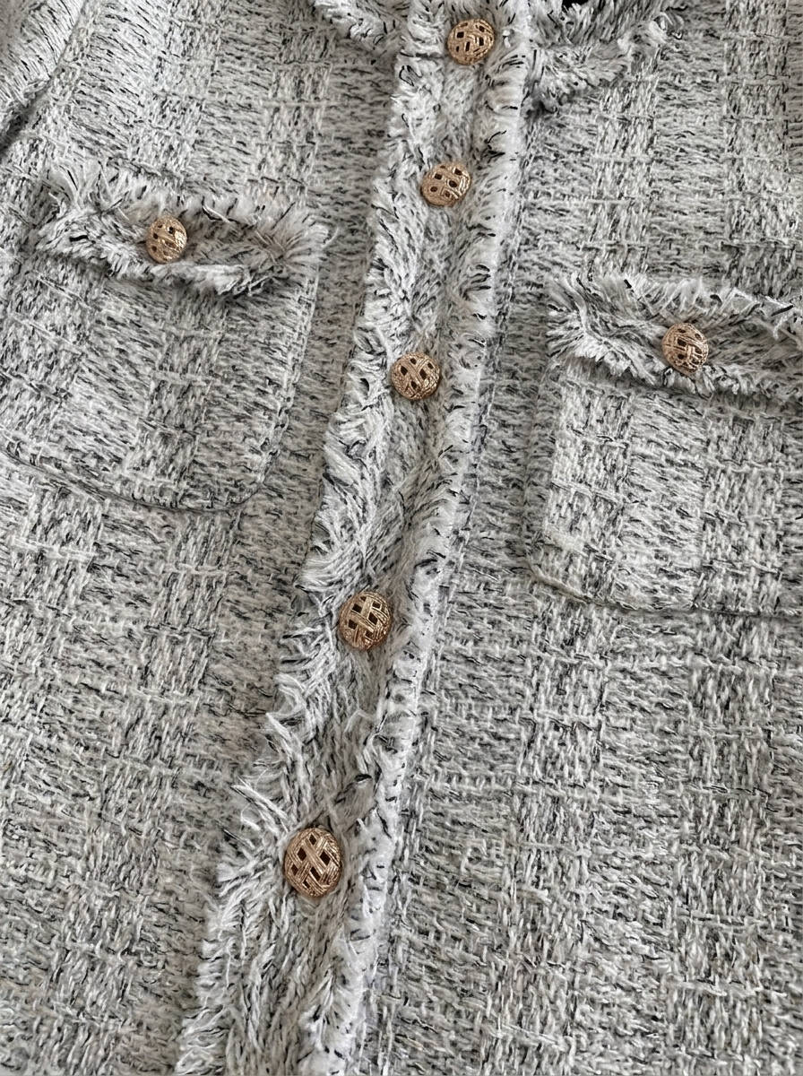 Womens Tweed Jacket, Classic Textured Blazer, Elegant Casual Outerwear